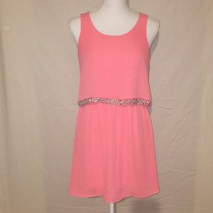 Sleeveless Cocktail Dress with Beaded Overlay